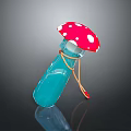 Mushroom Shaped Food Container With Red White Spots Blue Body And Yellow String Decoration