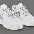 White Air Force 1 Shoes With White Leather Upper And Silver Swoosh Logo