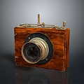 Vintage Camera With Wooden Body Metal Components And Classic Lens Design