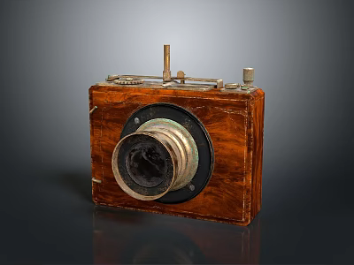 Vintage Camera With Wooden Body Metal Components And Classic Lens Design 3d model