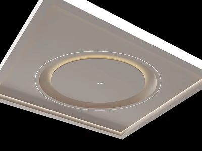 Modern Ceiling Design With Square Border Circular Center And LED Strip Lighting 3d model