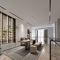 Modern Duplex Living Room Interior With High Ceiling Pendant Lights And Large Windows
