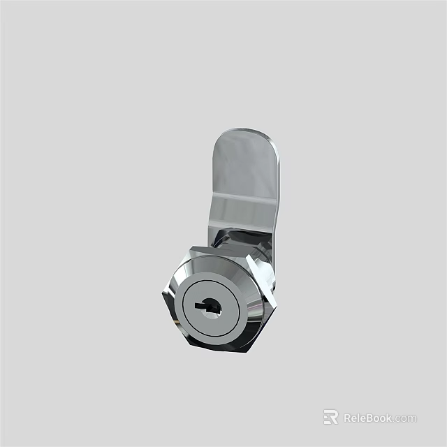 Silver Metal Door Handle with Keyhole Lock Cylinder and Sleek Modern Design for Home Use 3d model 