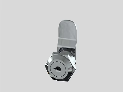 Silver Metal Door Handle with Keyhole Lock Cylinder and Sleek Modern Design for Home Use 3d model