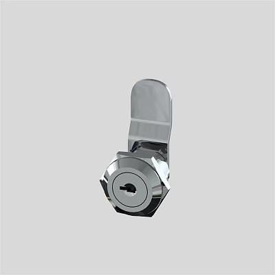 Silver Metal Door Handle with Keyhole Lock Cylinder and Sleek Modern Design for Home Use 3d model