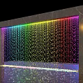 Colorful Water Curtain Feature Wall With LED Lighting And Marble Frame