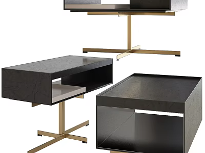 Modern Sleek Coffee Table Designs With Black Tabletop And Gold Metal Legs 3d model