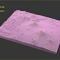 3D Topographic Model Featuring Colorful Terrain Surface And Detailed Mountain Texture