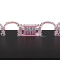 Pink Wedding Decoration With Cherry Blossom Arches And Chinese Character Screens