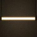 Long Metal Pendant Light With Hanging Chains Illuminated Bar Shape Minimalist Design Fixture