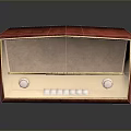 Red Vintage Electronic Radio With Golden Frame Front Knobs And Control Buttons