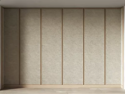 Minimalist Background Wall Interior Design With Wooden Frames And Light Colored Material 3d model
