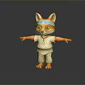 Cute Cartoon Fox Game Movie Character With Blue Headband White Outfit And Orange Ears Paws