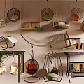 Decorative Hanging Swing Seats Wicker Hammock And Outdoor Furniture With Green Plant Decor