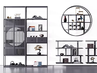 New Chinese-style Antique Rack Decorative Bookshelf Antique Rack 3d model