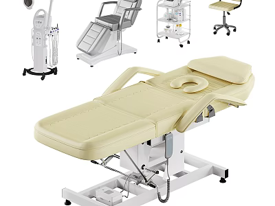 Professional Medical Equipment Including Adjustable Examination Table Treatment Chair And Mobile Cart 3d model