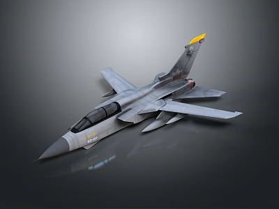 Sleek Gray Aerospace Spacecraft With Yellow Tail Fin And Aerodynamic Wing Structure 3d model