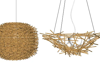 Nordic chandelier bird nest chandelier 3d model