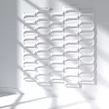White Textured Decorative Wall Panels In Modern Interior With Lighting 3d model