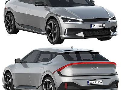 Silver KIA Car Front And Rear Views 3d model
