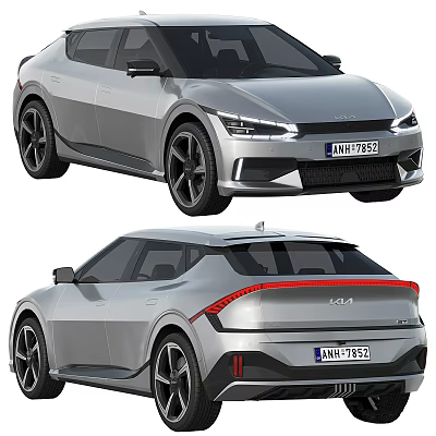 Silver KIA Car Front And Rear Views 3d model