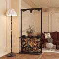 Decorative Room Divider With Floral Pattern And Vase In Living Room With Red Sofa