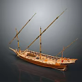 Traditional Wooden Sailing Boat With Multiple Masts Handcrafted Hull And Detailed Deck