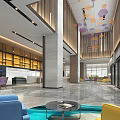 Modern Hotel Lobby Interior With Spacious Layout Comfortable Sofas Reception Desk Stylish Pendant Lights