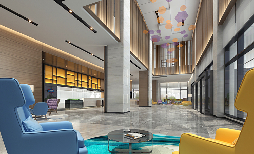 Modern Hall Hotel Lobby 3d model