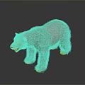 Detailed 3D Polar Bear Model with White Fur Standing on Dark Background and Open Mouth