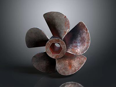 Weapon Systems Featuring Rusty Metal Propeller As Key Military Component 3d model