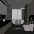 Modern Bathroom Interior With White Bathtub Smart Toilet Marble Walls Countertop Mirror And Blinds