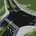 Modern Urban Road Infrastructure With Lanes Zebra Crossings Street Lamps And Green Belts