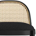 Black Frame Bar Stool With Woven Backrest And Cushion