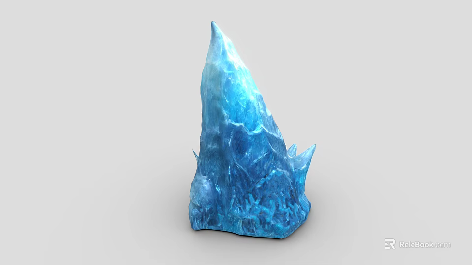 Blue Ice Crystal Scene Component With Pointed Top And Textured Surface 3d model 