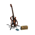 Professional Acoustic Guitar With Amplifier Tuner And Stand For Musical Use