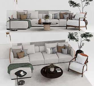 Modern Sofa Coffee Table Combination Single Sofa Coffee Table Leisure Chair Side 3d model