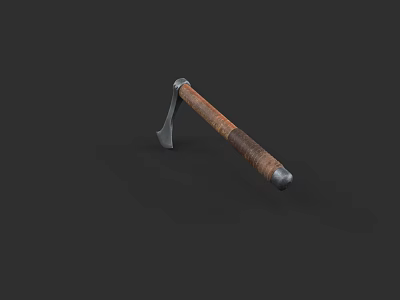 Vintage Handcrafted Axe With Metal Head And Rustic Wooden Handle Weapon 3d model