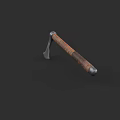 Vintage Handcrafted Axe With Metal Head And Rustic Wooden Handle Weapon