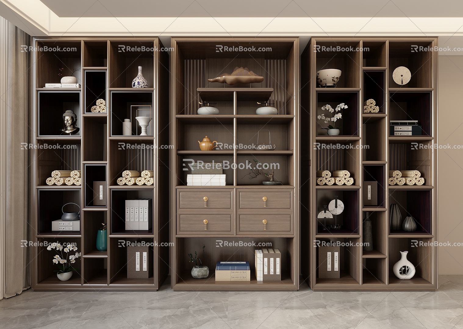 New Chinese Bookcase 3d model