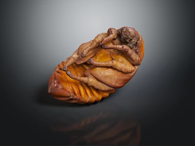 Hand Carved Insect Like Sculpture With Brown Orange Texture And Artistic Details 3d model