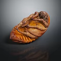 Hand Carved Insect Like Sculpture With Brown Orange Texture And Artistic Details