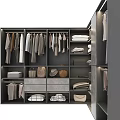 Modern Wardrobe Interior With Hanging Clothes Folded Items Bags Hats Shoes And Drawers