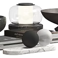 Modern Decorative Accessories Collection With Clear Glass Bottles Black Bowls Glass Dome Candle And Spheres