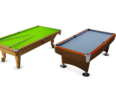 Billiard Tables With Green Blue Felt Surfaces And Wooden Frames For Sports 3d model