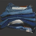 Blue Denim Jeans Stacked With High Flex Label For Modern Casual Wear