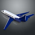Blue And White Space Jet Aircraft Model With Aerodynamic Wings And Passenger Windows