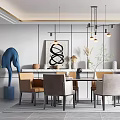 Modern Dining Table and Chair Combination 3d model
