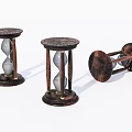 Three Piece Vintage Wooden Hourglass Decorative Ornament Set For Home Decor