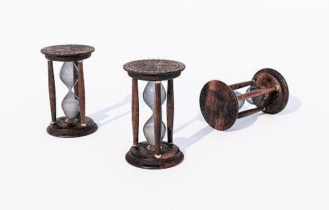 Old wooden hourglass 3d model